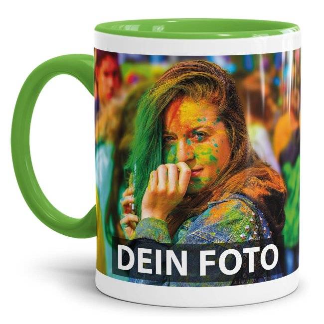 Tassendruck Fototasse innen/Henkel hellgrün