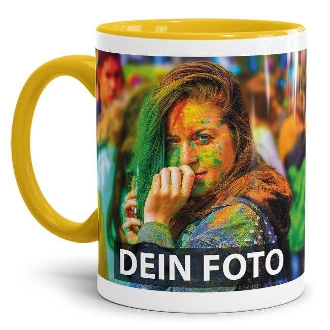 Tassendruck Fototasse innen/Henkel gelb