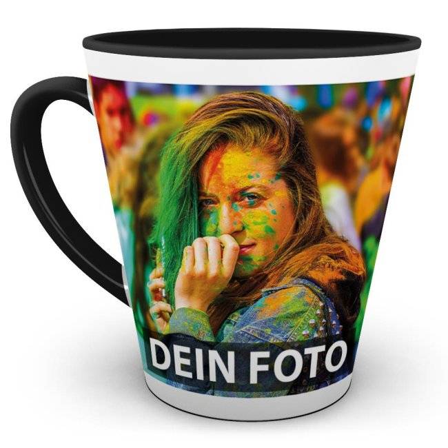 Tassendruck Latte Macchiato konisch Innen/Henkel schwarz