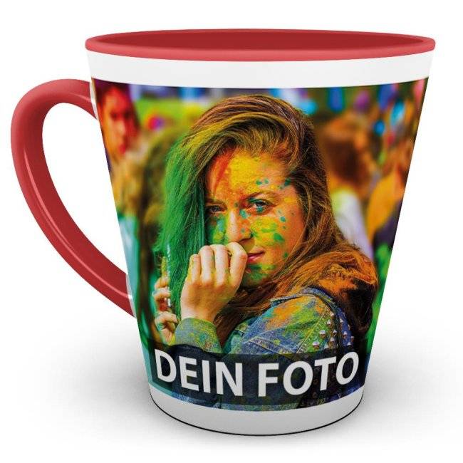 Tassendruck Latte Macchiato konisch Innen/Henkel rot Preisnachlass