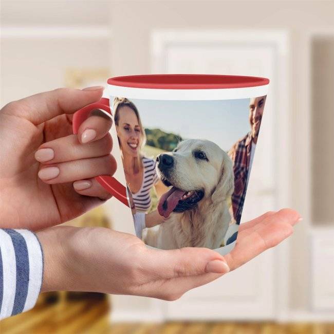 Tassendruck Latte Macchiato konisch Innen/Henkel rot Preisnachlass
