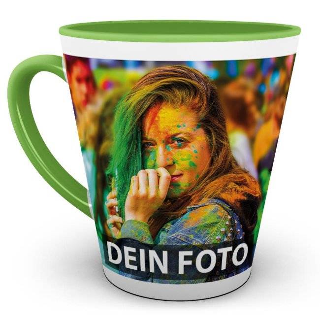 Tassendruck Latte Macchiato konisch Innen/Henkel hellgrün Black Friday