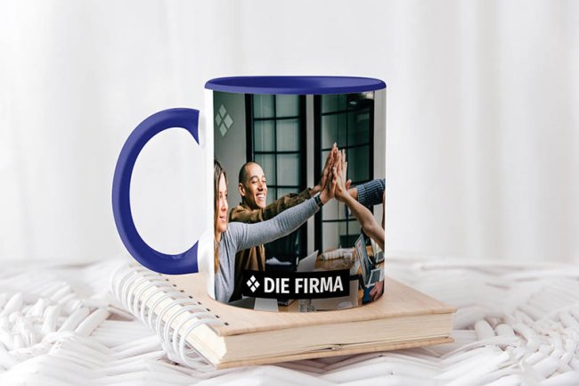 Tassendruck Panoramatasse Innen/Henkel dunkelblau Cyber Monday