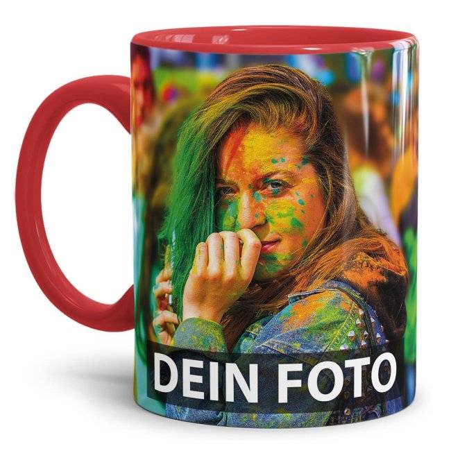 Tassendruck Panoramatasse innen/Henkel rot Weihnachtsangebot