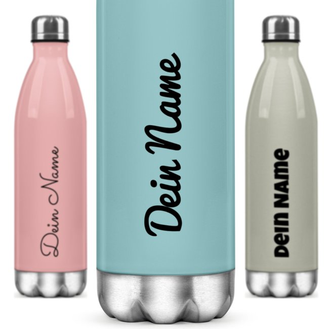 Tassendruck Edelstahl-Trinkflasche - mit Name gestalten - verschiedene Farben, 500 ml