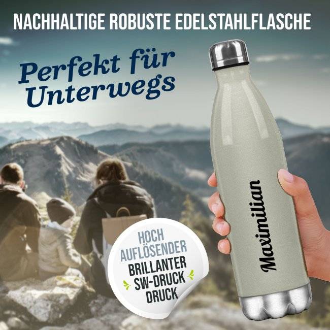Tassendruck Edelstahl-Trinkflasche - mit Name gestalten - verschiedene Farben, 500 ml Jubiläumsangebot