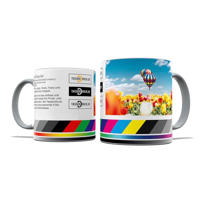 Tassendruck Panoramatasse innen/Henkel grau Top Angebot