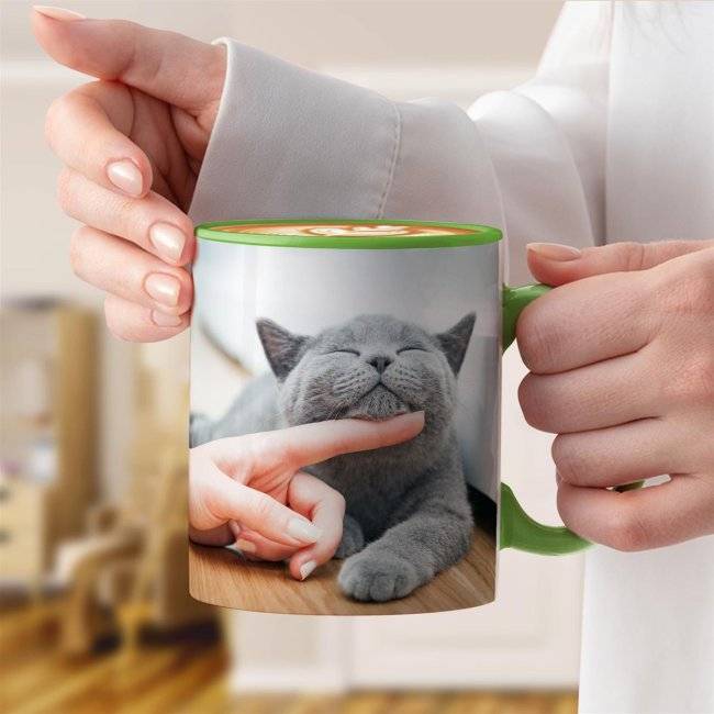 Tassendruck Panoramatasse innen/Henkel hellgrün Zeitlich begrenztes Angebot