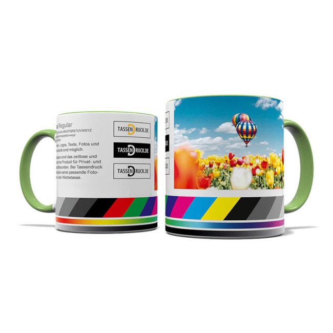 Tassendruck Panoramatasse innen/Henkel hellgrün Zeitlich begrenztes Angebot