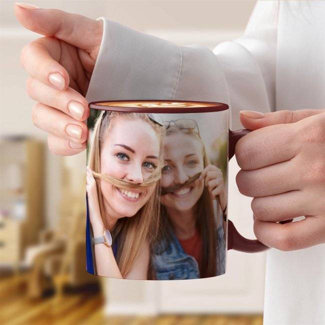 Tassendruck Panoramatasse innen/Henkel weinrot Blitzangebot