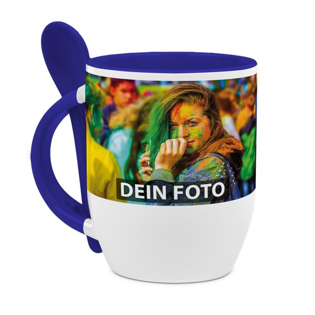 Tassendruck Löffeltasse blau