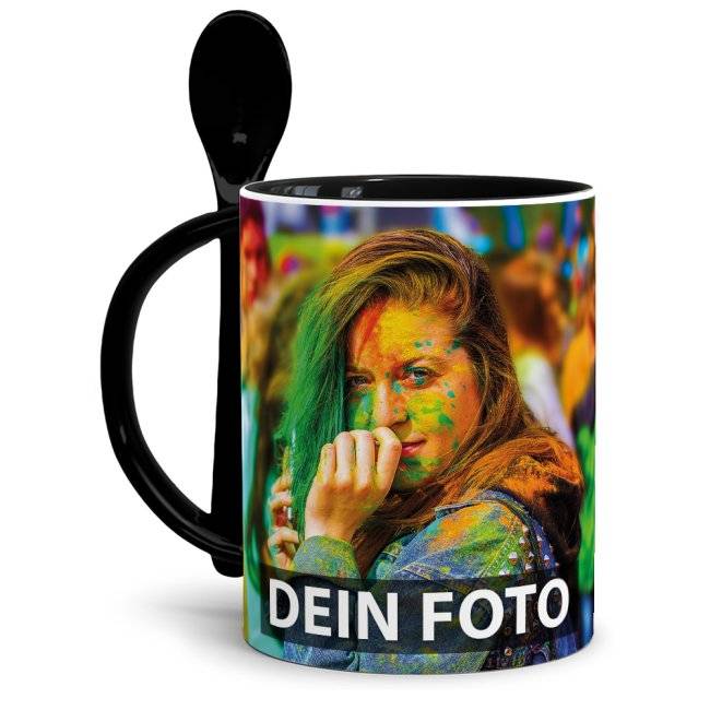 Tassendruck Löffeltasse Klassik schwarz Räumungsverkauf