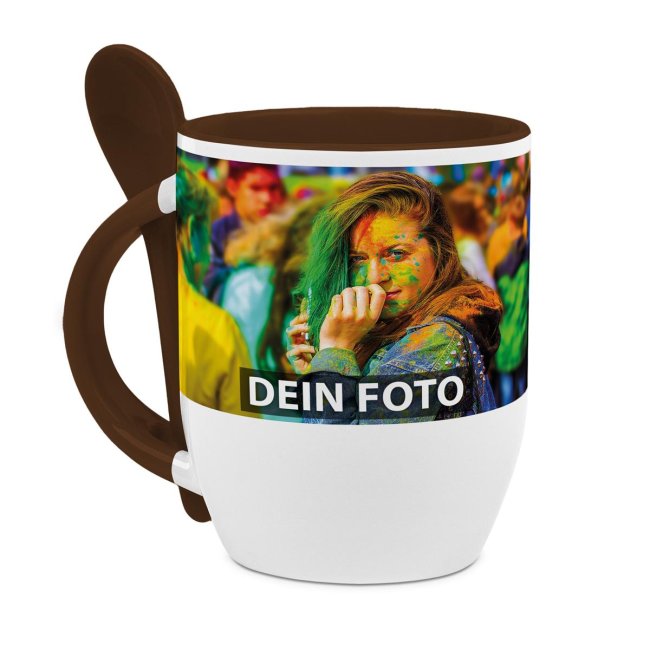 Tassendruck Löffeltasse braun