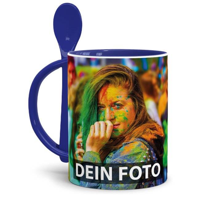Tassendruck Löffeltasse Klassik dunkelblau VIP-Rabatte