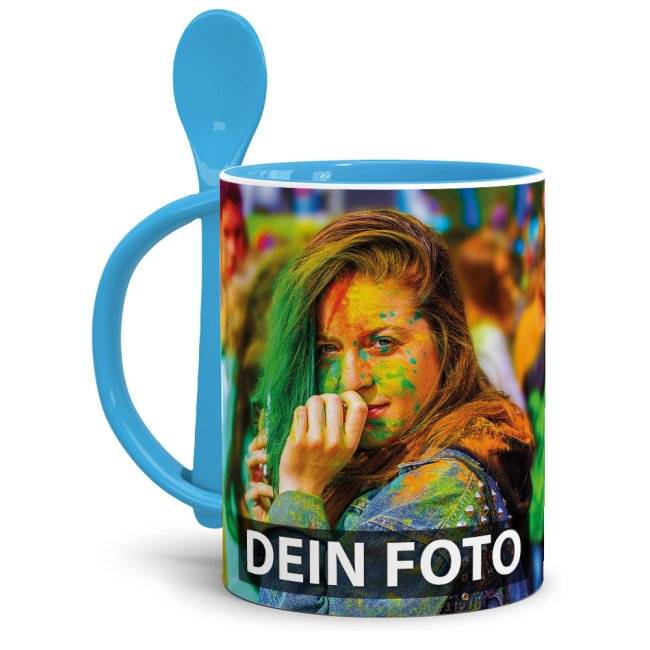 Tassendruck Löffeltasse Klassik hellblau