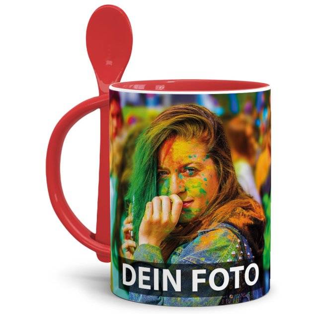 Tassendruck Löffeltasse Klassik rot