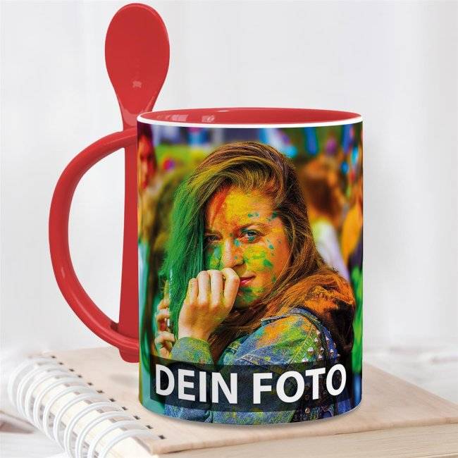 Tassendruck Löffeltasse Klassik rot Super Sparpreis