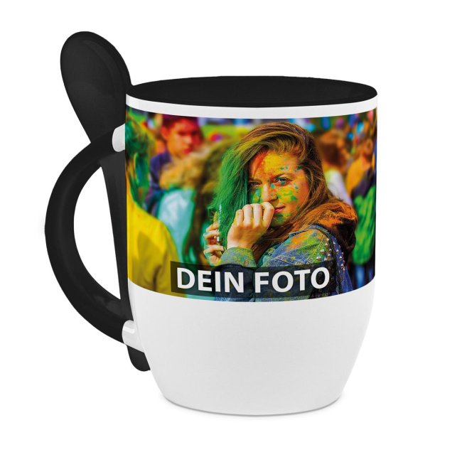 Tassendruck Löffeltasse schwarz