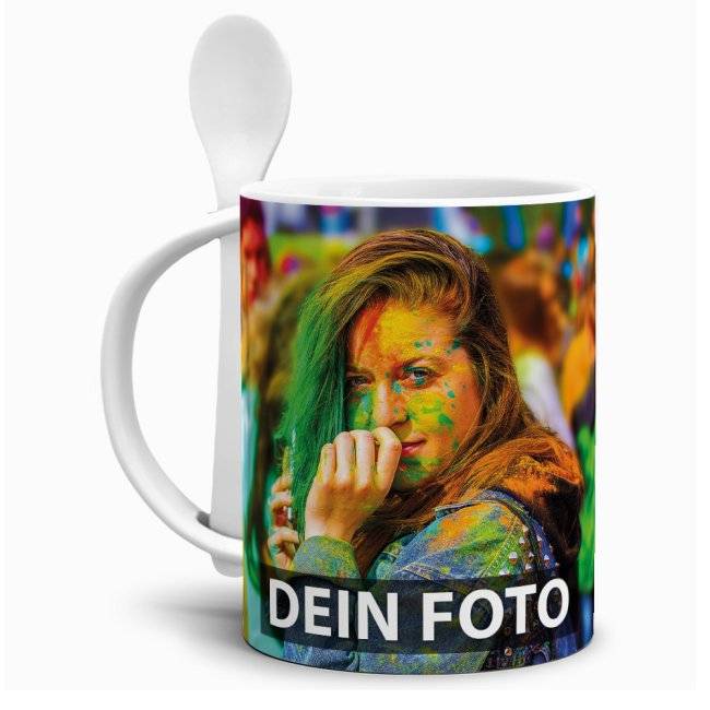 Tassendruck Löffeltasse Klassik weiss