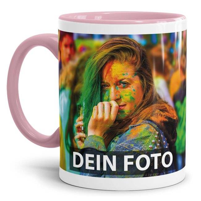 Tassendruck Fototasse innen/Henkel rosa