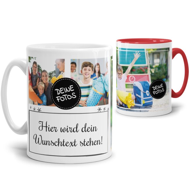 Tassendruck mit Fotocollage und Wunschtext - verschiedene Designs