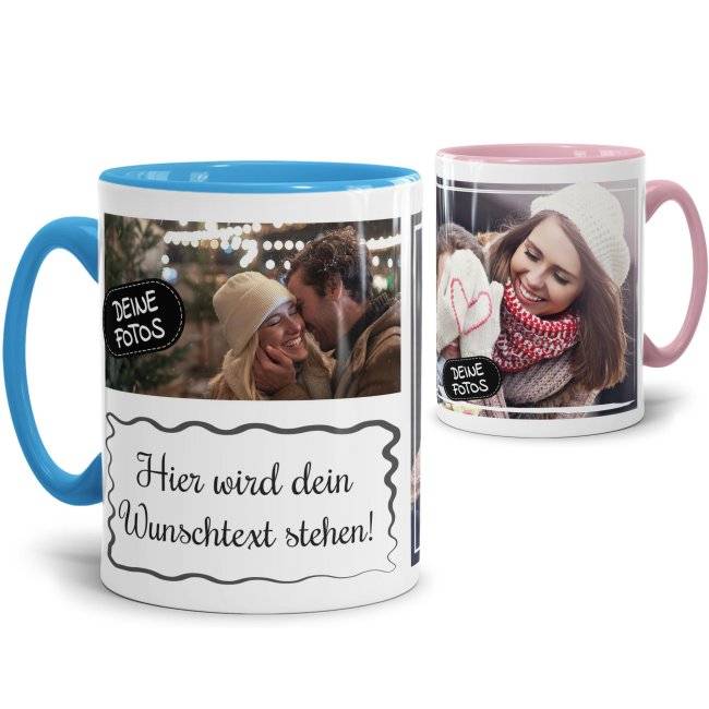Tassendruck mit Fotocollage und Wunschtext - verschiedene Designs
