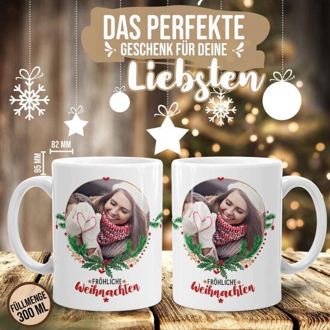 Tassendruck Weihnachtstasse mit Foto selbst gestalten - Frohe Weihnachten Bis zu 55% Rabatt