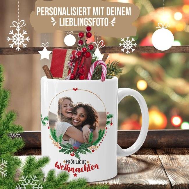 Tassendruck Weihnachtstasse mit Foto selbst gestalten - Frohe Weihnachten Bis zu 55% Rabatt