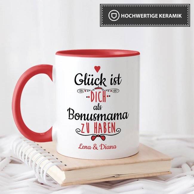 Tassendruck mit Namen und Foto - Glück ist, Dich zu haben - weiblich 50% Rabatt mit kostenlosem Versand