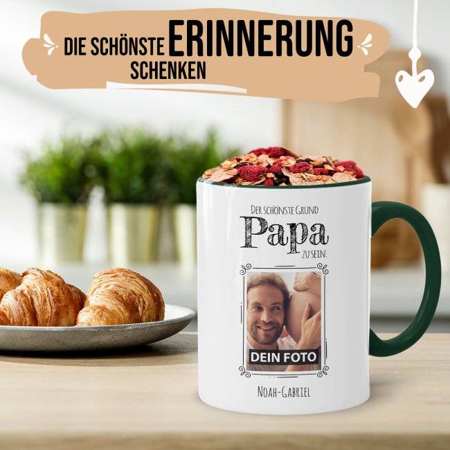 Tassendruck Familientasse für Männer - Der schönste Grund - mit Foto und Name Begrenzt auf 3 Tage