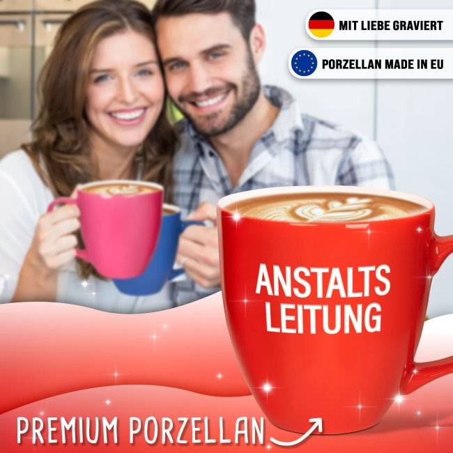 Tassendruck Hochglänzende Porzellantasse mit Gravur - XXL Jumbotasse - Anstaltsleitung - Glossy 2025
