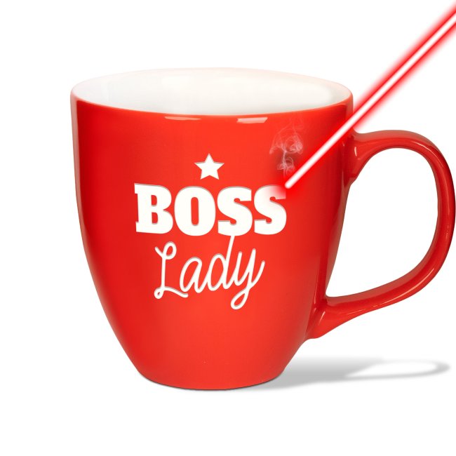 Tassendruck Hochglänzende Porzellantasse mit Gravur - XXL Jumbotasse - BOSS Lady - Glossy Effect