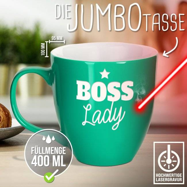Tassendruck Hochglänzende Porzellantasse mit Gravur - XXL Jumbotasse - BOSS Lady - Glossy Effect Online