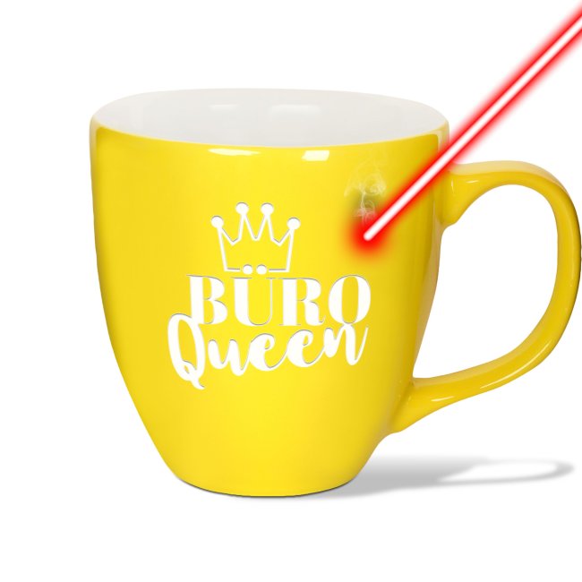 Tassendruck Hochglänzende Porzellantasse mit Gravur - XXL Jumbotasse - Büro QUEEN - Glossy Effect