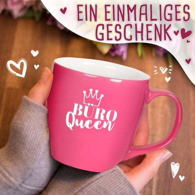 Tassendruck Hochglänzende Porzellantasse mit Gravur - XXL Jumbotasse - Büro QUEEN - Glossy Effect Outlet