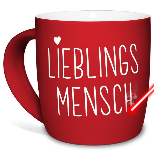Tassendruck mit Lasergravur - Lieblingsmensch - für beste Freunde und Familie