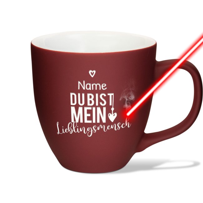 Tassendruck Samtig-matte Porzellantasse mit Gravur - XXL Jumbotasse - Lieblingsmensch - Softtouch Effect