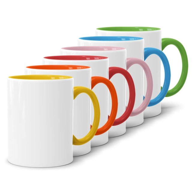 Tassendruck Basteltasse Innen & Henkel farbig