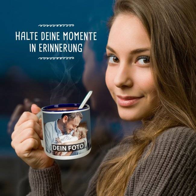 Tassendruck Fototasse POTT innen dunkelblau Osterangebot