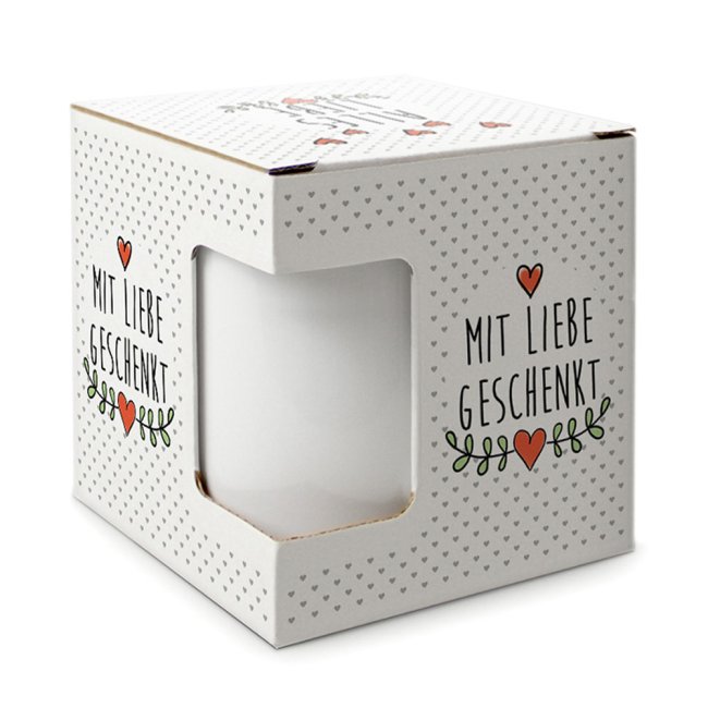 Tassendruck Geschenkverpackung für Tassen - Mit Liebe geschenkt