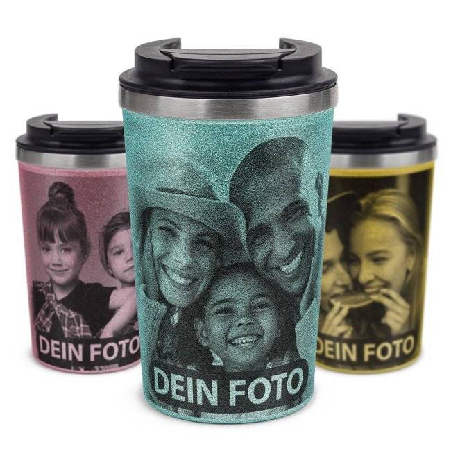 Tassendruck Edelstahlbecher mit Glitzereffekt - 350 ml - in 4 Farben Sonderangebote