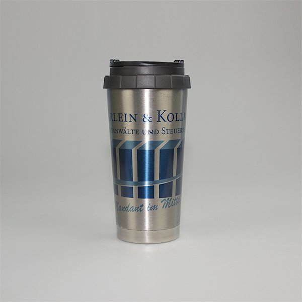 Tassendruck Thermobecher silber konisch Wochenangebot