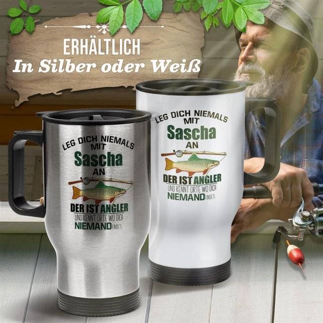 Tassendruck Edelstahl-Thermobecher - Angler kennt Orte - mit Name personalisierbar Letzte 3 Tage