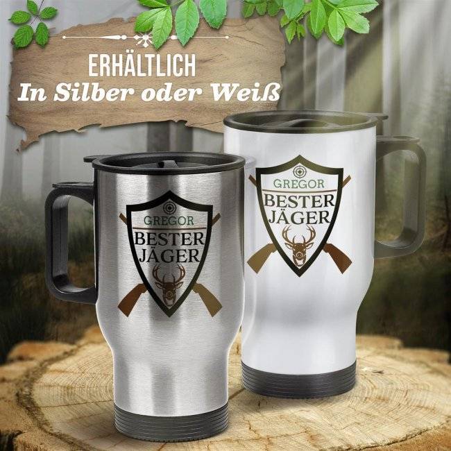 Tassendruck Edelstahl-Thermobecher - Bester Jäger Wappen - mit Name personalisierbar Neueste Stile