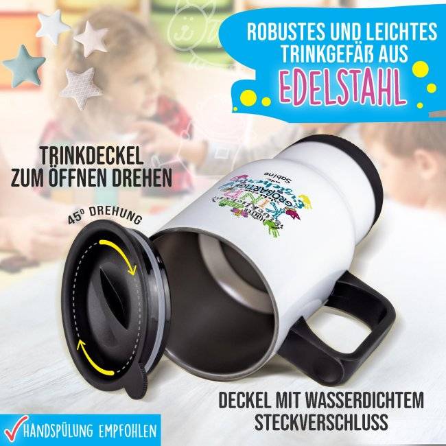 Tassendruck Thermobecher für Erzieherin - Hinter jedem Kind - bunt - mit Name personalisierbar - Weiß Zeitbegrenzte Promotion