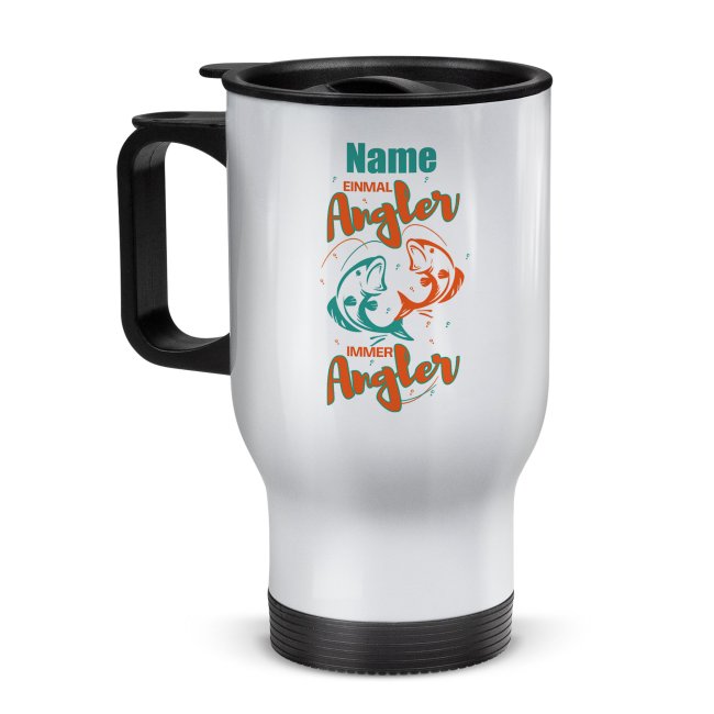 Tassendruck Edelstahl-Thermobecher - Einmal Angler immer Angler - mit Name personalisierbar Bis zu 50% Rabatt