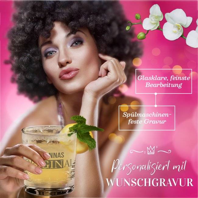 Tassendruck Gin-Glas - OriGINal - mit Name personalisierbar Super Rabatt
