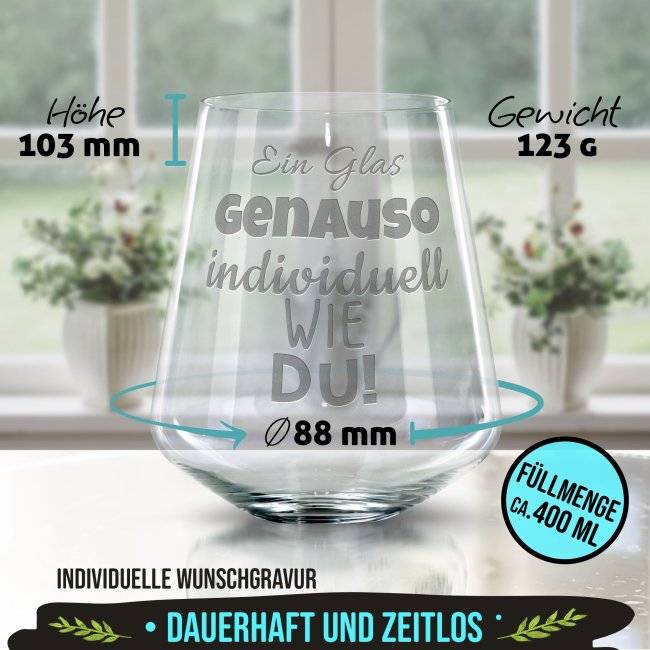Tassendruck Trinkglas mit Gravur selbst gestalten Begrenzt auf 3 Tage