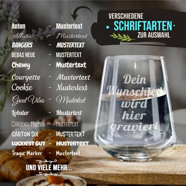 Tassendruck Trinkglas mit Gravur selbst gestalten Begrenzt auf 3 Tage