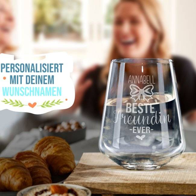 Tassendruck Trinkglas mit Gravur - Beste Freundin ever 50% Rabatt für begrenzte Zeit